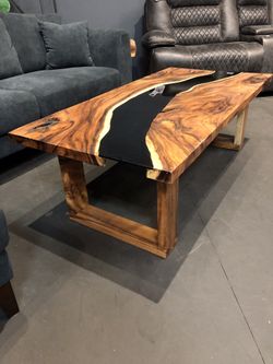 Solid Wood (Monkey Pod) Black River Glass Coffee Table $249! (Last One)