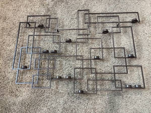 CRATE & BARREL Metal Wall Art Candle Holder Candelabra 48" x 33"
