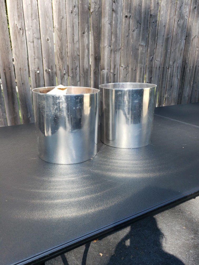 2 Silver Flower Pots