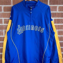 Seattle Mariners MLB Majestic 1/4 Zip Windbreaker Jacket Size L
