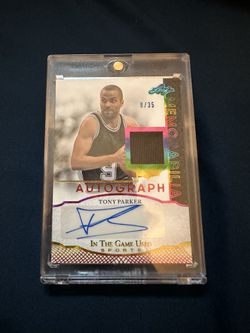 Tony Parker Leaf Game Worn Jersey/auto Card
