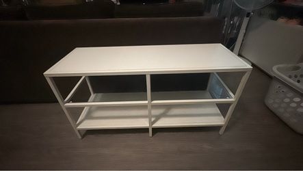 White Metal and Glass TV Stand
