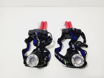 2pcs USB Rechargeable Headlight Tactical LED Headlamp Power Head Torch Lamp