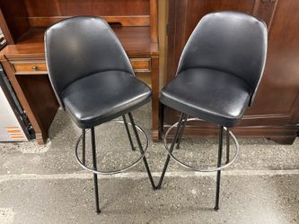 COSCO Vintage Black & Chrome Modern Swivel Counter Stool (Set of 2)