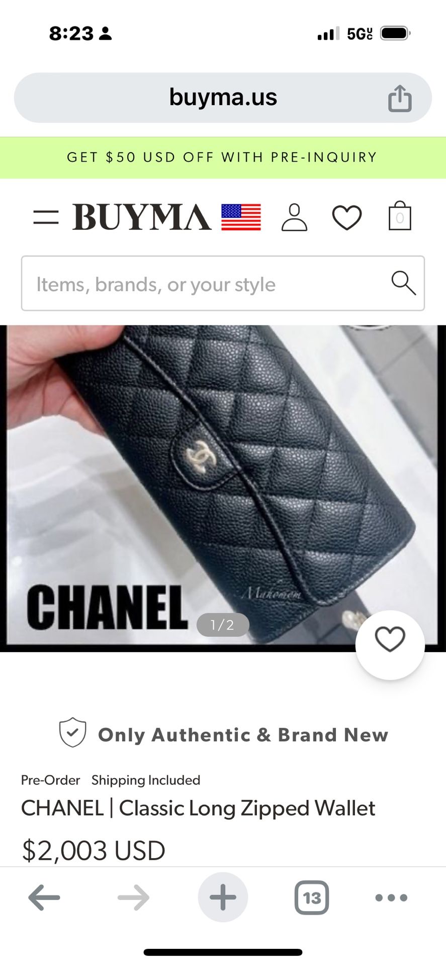 Channel Long Zipped Wallet