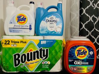 $75 Household Reset - Tide Free+Gentle + Downy JUMBO + Bounty + Tide Pods