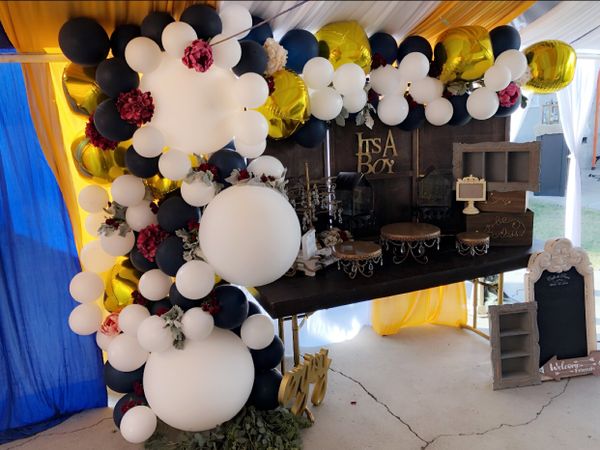Boy Baby Shower Balloon Garland Dessert Table Set Up For Sale In Boy Baby Shower Balloon Garland Dessert Table Set Up For Sale In