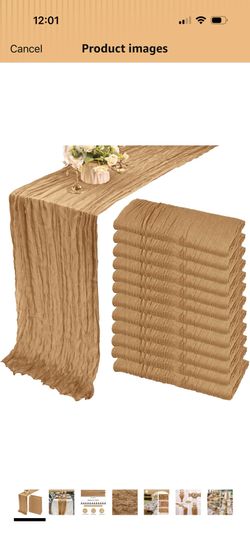 12 Pack 10Ft Cheesecloth Table Runner 35x120 Inch Boho Gauze Table Runner Rustic Cheese Cloth Long Table Runner Romantic Table Runner for Wedding Brid