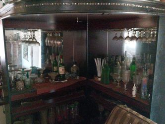 Bar with shelves and glasses