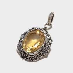 Genuine Citrine Crystal Healing Pendant – 925 Sterling Silver Handmade Charm
