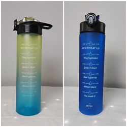 32 oz Water Bottle With Straw Motivational Time Marker
