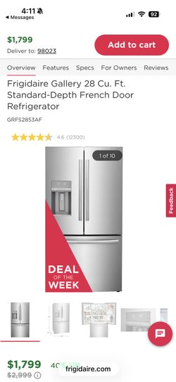 New!!! Frigidaire Gallery 28 Cu. Ft. Standard-Depth French Door Refrigerator