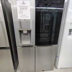 LG 27 cu. ft. Side By Side Refrigerator w/ InstaView Glass, Craft Ice, and Recessed Handles in PrintProof Stainless Steel