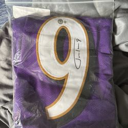 Signed And Authenticated Justin Tucker Jersey Purple
