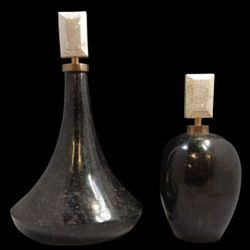 Pair of Vintage 1980s MAITLAND-SMITH Tessellated Stone Perfume Bottles