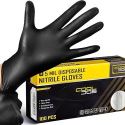 5 Mil Black Disposable Nitrile gloves Powder Free, S-XL