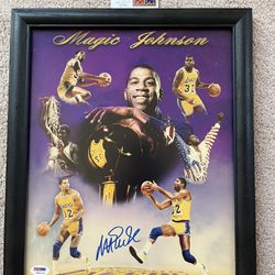 Magic Johnson Framed Autographed Photo Limited Edition 63 of 100 PSA DNA Authentic Signature Signed