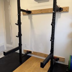 Folding Wall-Mount Squat Rack w/ Attachments 