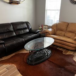 Italian leather Sofa And Coffee Table 