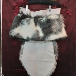 Faux Furry Skirt With Tail/Rave Wear Costume 
