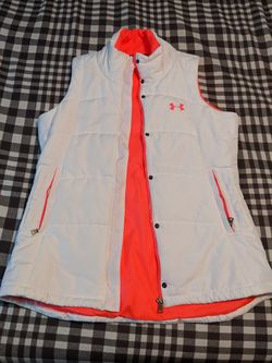 White and Pink Under Armour puffer vest