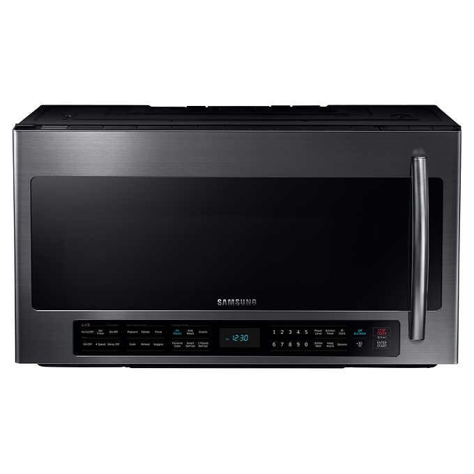 Samsung 2.1CuFt Over-the-Range Microwave with Multi-sensor Cooking in Black Stainless Steel