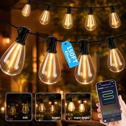New 150FT Outdoor String Lights, LED Patio Lights with Remote APP Control