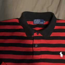 Ralph Lauren Long Sleeve Black N Red With White Horse,2x