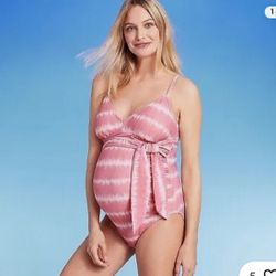 Front-T ie One Piece Maternity Swimsuit
