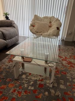 Glass Top Coffee Table with Lower Shelf