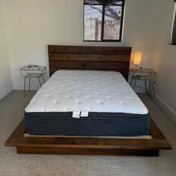 Solid Wood Platform Bed + Beautyrest Mattress – Excellent Condition
