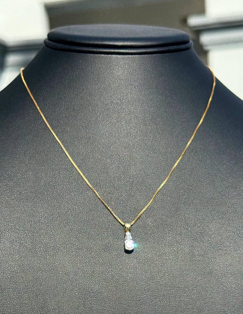 Jewelry 14k solid Yellow Gold box link 16.75โ VS 0.36CTW diamond Chain necklace 3.34 grams 0.85mm