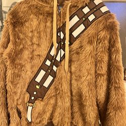 Star Wars Chewbacca Cosplay Costume Furry Hoodie Faux Fur Jacket Size L
