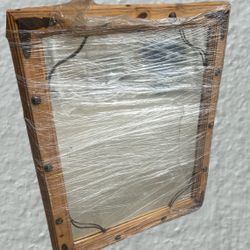 Antique Rustic wood & iron mirror 