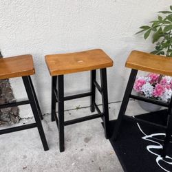 3 Solid Wood Bar Stools 