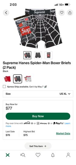 Supreme Spider-Man boxer briefs size XL
