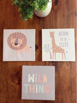 Parent’s Choice 3-Piece Jungle Nursery Canvas Wall Art Set – 7” x 7”
