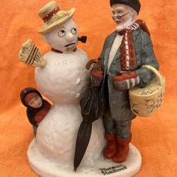 Hand Crafted Norman Rockwell “Grandpa Snowman” By The Danbury Mint Sept. 1980