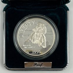 1995 United States Mint Battlefield Silver Proof Dollar With Coa 