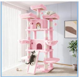 Large Pink Cat Tree Tower with Condos