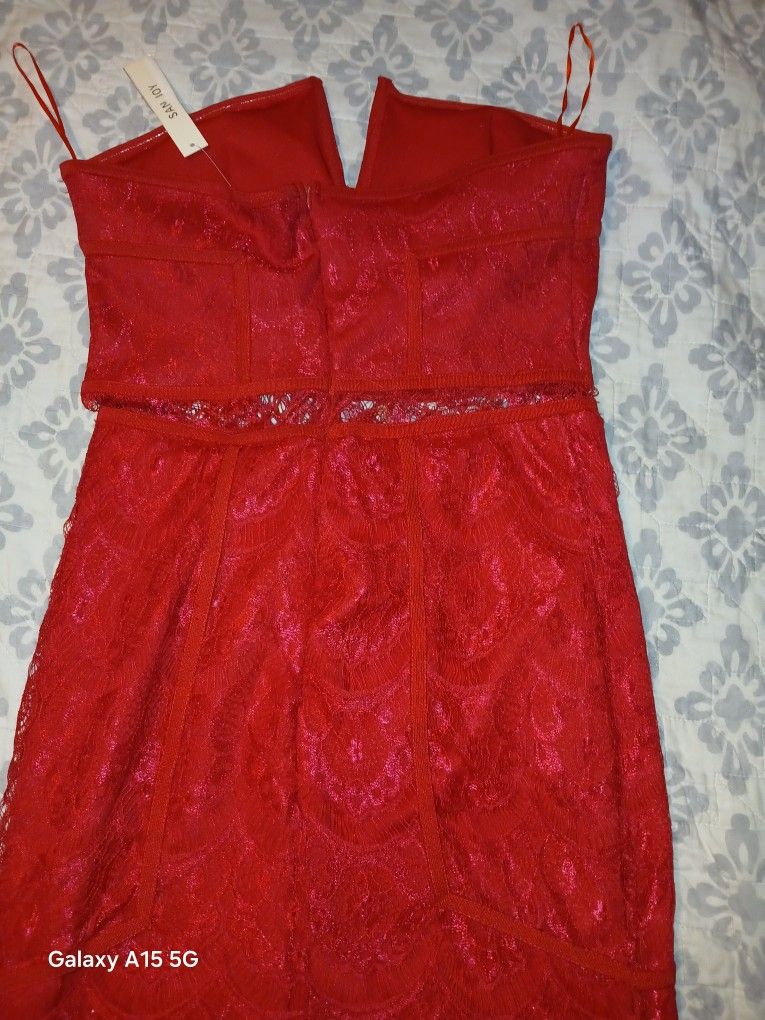 Red Lace And Bandage Dress