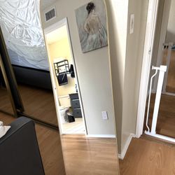 Standing Mirror With Gold Trim 