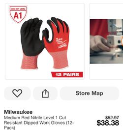 Milwaukee Medium Red Nitrile Level 1 Cut Resistant Dipped Work Gloves