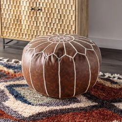 Faux Leather Pouf