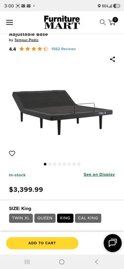 Tempur Ergo Prosmart king bed with Casper/Snow mattress