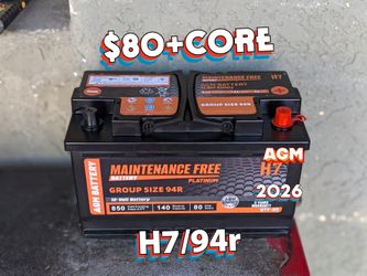 AGM Car Battery Group Size 94r/h7