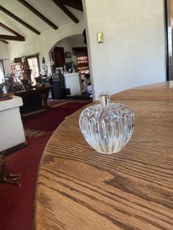 Waterford Crystal Apple Paperweight Signed Clear Cut Crystal Desk Decor Ireland