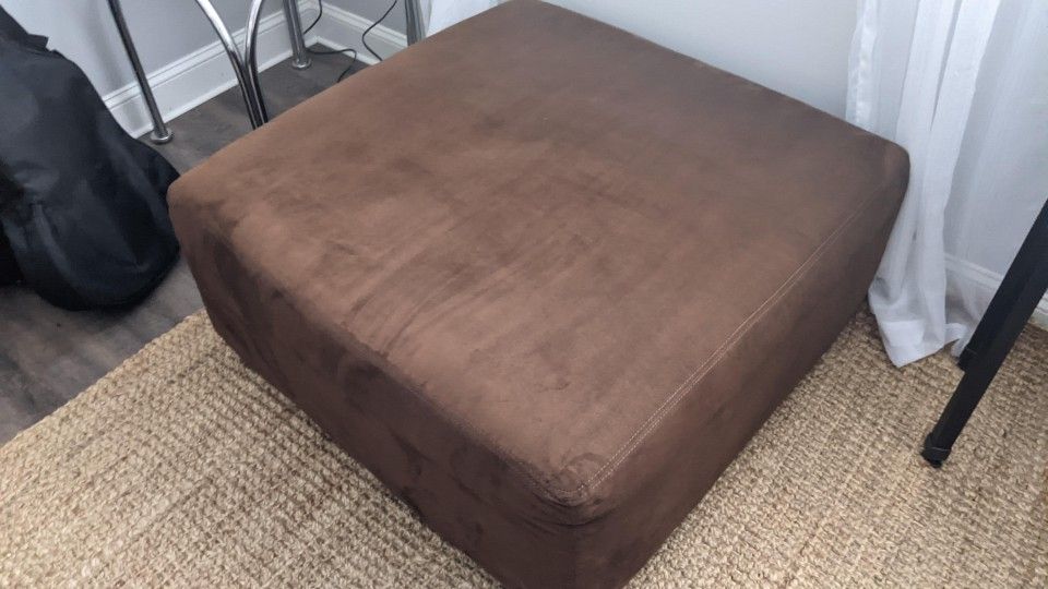 Brown Suede Ottoman