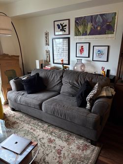 Gray Ashley Couch + Throw Pillows