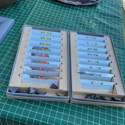 Vintage Name Plates Place Setting Cards Floral Mirror Glass Set 2 Set Of 8 Box 1940's